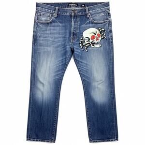 Vintage Y2K Ed Hardy Men's 36x34 Christian Audigier Embroidered Skulls Jeans